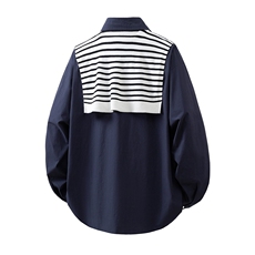 立体白底可二开可拆卸条纹披肩大码M-5XL长袖衬衫CS78102P45控68，男装衬衫，星座227-7