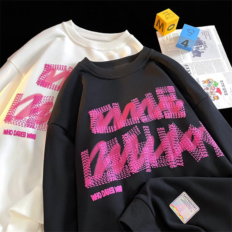 2024春季新款港风摆拍大码圆领印花卫衣M-5XHW22327-特P35，男装卫衣，电商A022