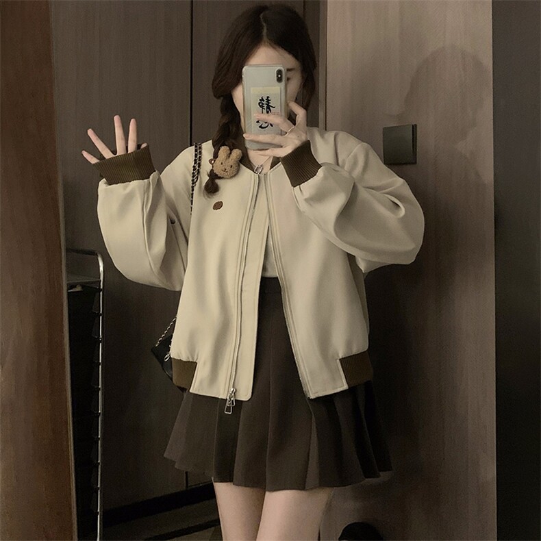 棒球服外套女春秋2025年新款街头小个子短款百搭休闲夹克C782-95图片