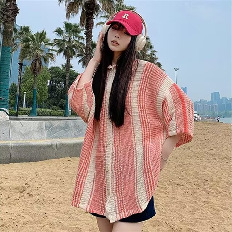 2025夏新款冰丝凉感痞帅花衬衫男士宽松休闲短袖衬衣男C6016P40,男装衬衫,星座1108