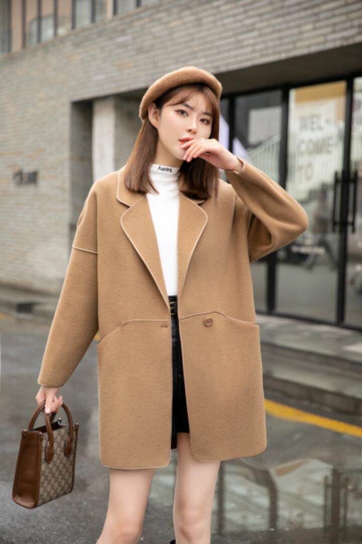 冬装新款：双面羊绒韩版西装外套M一，女装西装，拉思维加丝