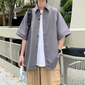 白底平铺男夏季短袖衬衫潮流帅气休闲衬衫C51P29