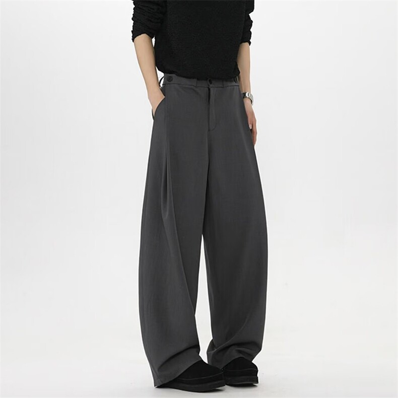 春秋美式高街休闲裤男女垂感阔腿西裤长裤纯色西装裤宽松直筒裤子，男装西服套装，电商A443