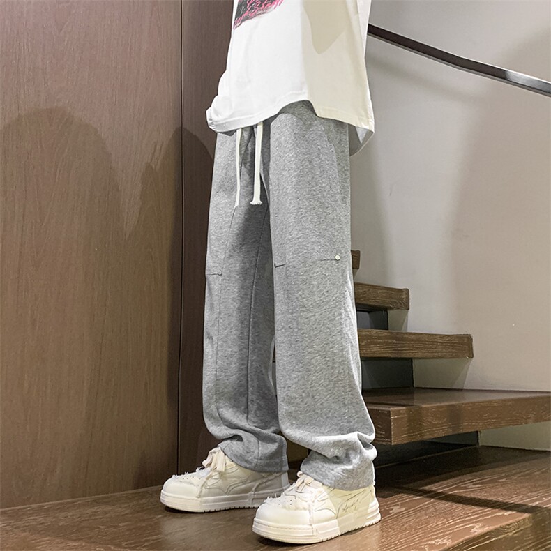 港风秋冬长裤美式高街卫裤宽松休闲针织拖地卫裤K23308-P40控58,男装休闲裤,星座717