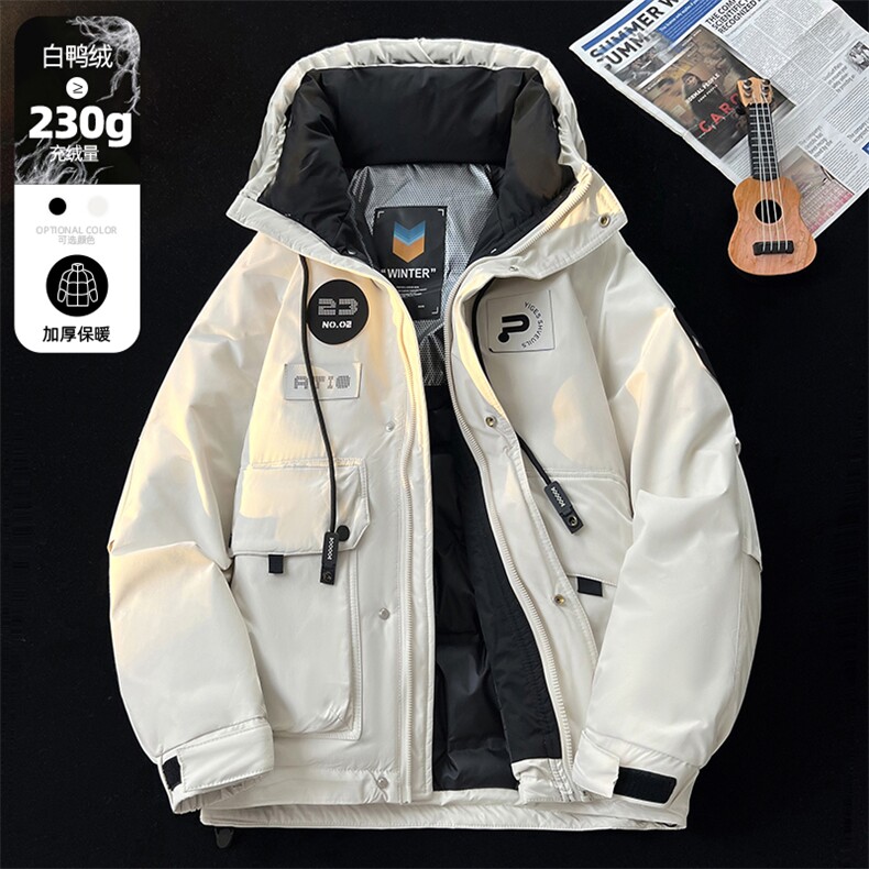 男士加厚冬季羽绒服贴标潮流工装羽绒衣外套青年A266-88689-P205,男装羽绒服,电商A266