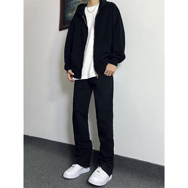 B221美式ins高街小众修身微喇毛边弹力牛仔裤LK23041-P60控78,男装牛仔裤,电商B221