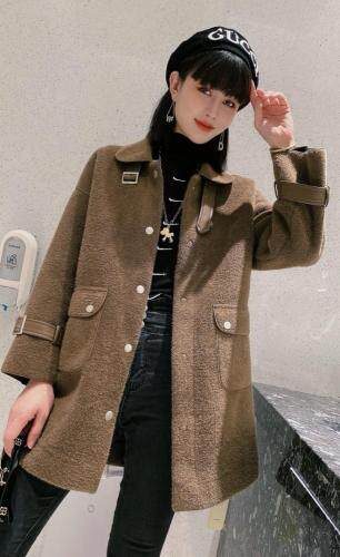 时尚洋气翻领机车长款外套，女装，茗格拉