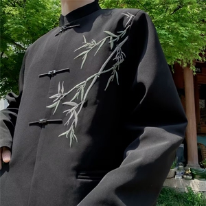 春秋季新中式男外套刺绣西服外套立领中山装 XZ212-1-QJK032-P58图片