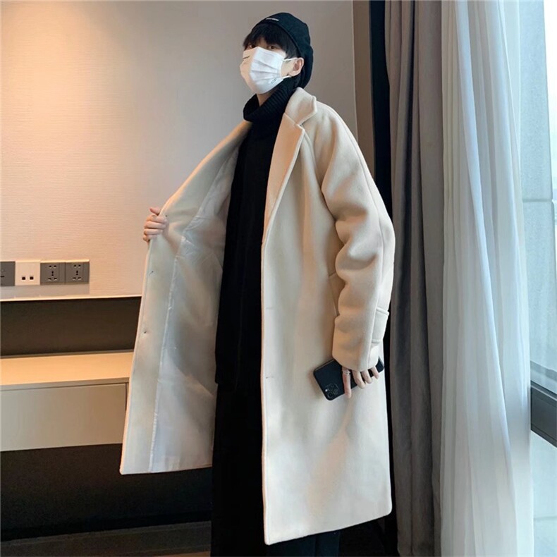 毛呢大衣男中长款宽松过膝风衣加厚英伦风呢子外套W2249-P62,男装风衣,星座512-4