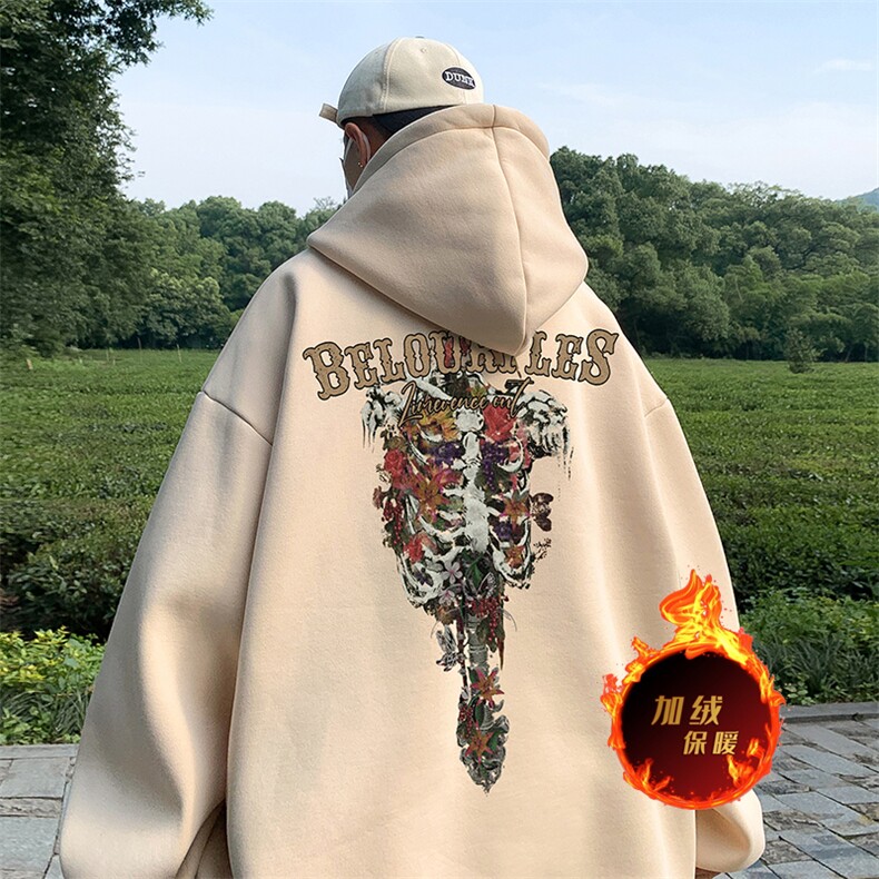 直播品质500克重磅秋冬美式加绒加厚卫衣外套H1375常规P35加绒P40,男装卫衣,电商A486