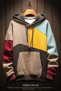 秋冬风宽松落肩撞色圆领卫衣男打底长袖外套WY21/P60图片