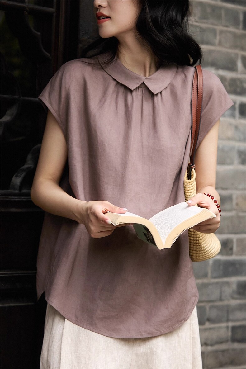 双穿·翻翻乐减龄娃娃领前后穿+无袖小上衣女,女装衬衫,梦白服饰厂