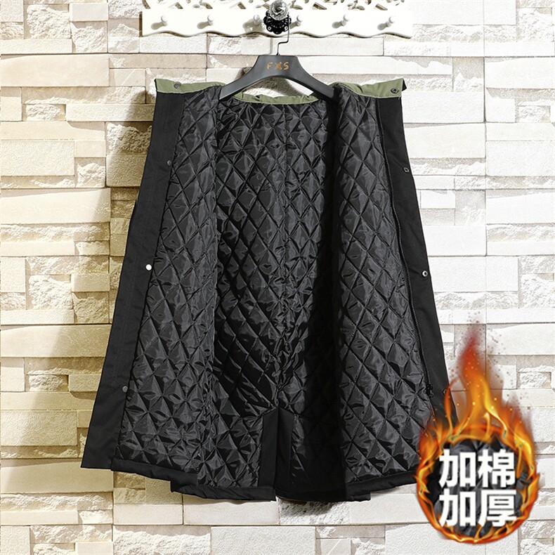 8XL~M2023冬季新款中长款连帽风衣棉衣大衣男加肥加大码胖子宽松,男装棉衣,钱塘717(原712)