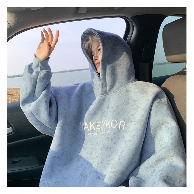 秋冬扎染重磅420克连帽卫衣刺绣男女B208-WY3701-P65控98，男装卫衣，电商B208