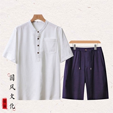 白色衣藏青裤