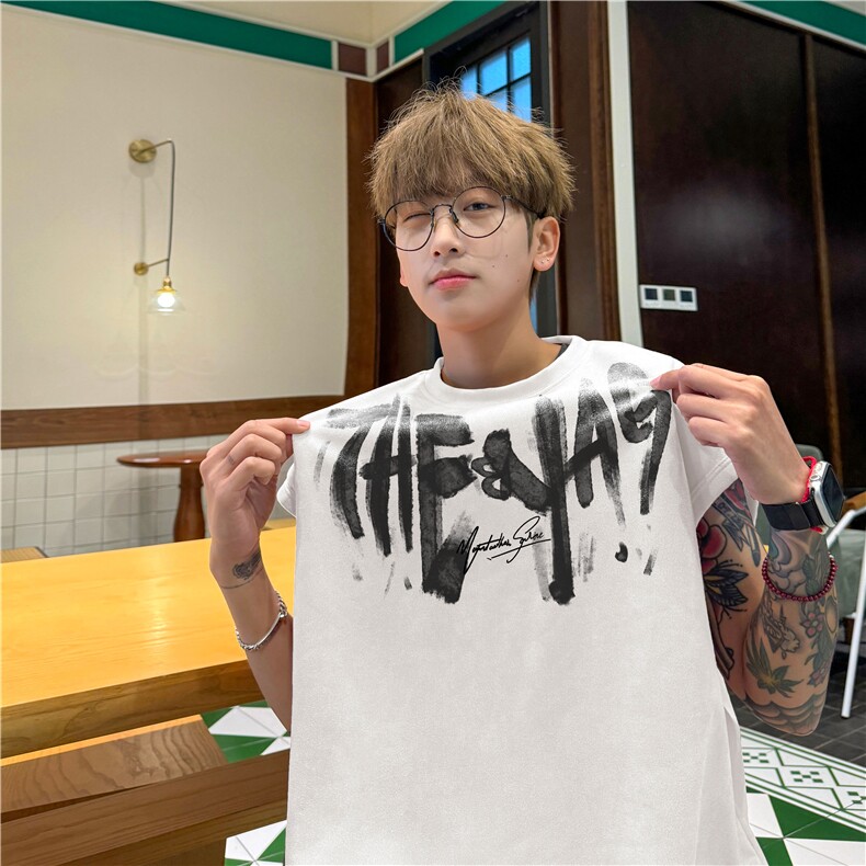 夏季新款潮流字母印花麂皮绒宽松无袖T恤背心bxjp303-特批19控38,男装T恤,电商B315