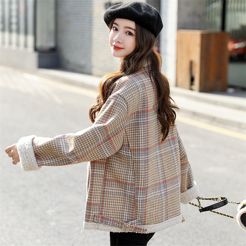 棉衣/棉服棉衣2021新款冬仿羊羔毛中长款工装女外套,女装棉衣/棉服,瑶迪依秀