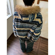 费尔岛毛绒外套冬季慵懒风复古绒感保暖上衣男棉衣MHT280，男装棉衣，星座1116A（原606A-3）