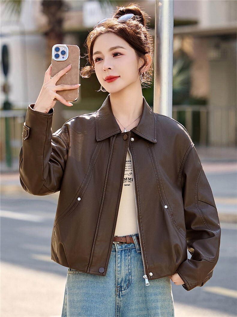 2026年春季新款现货休闲时尚皮衣外套品质女装,女装皮衣,臻衣坊