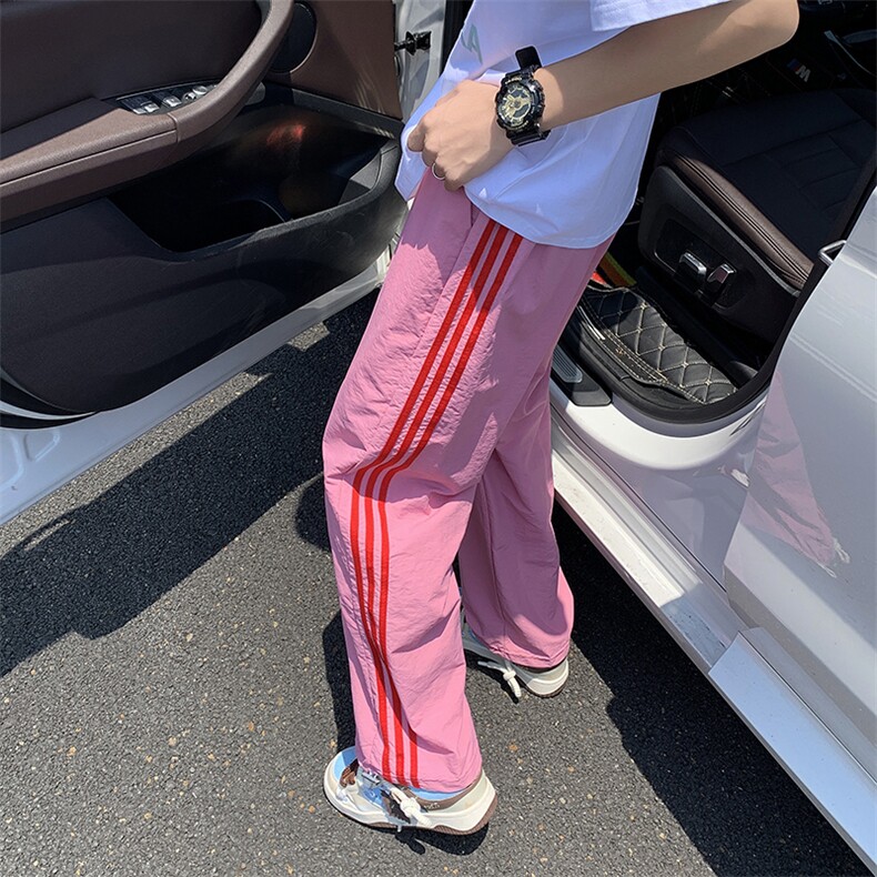 防水速干裤子男款夏季美式休闲运动裤撞色条纹伞兵宽松裤K406-P37,女装休闲裤,星座308B-2