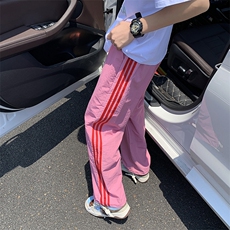 防水速干裤子男款夏季美式休闲运动裤撞色条纹伞兵宽松裤K406-P37，女装休闲裤，星座308B-2