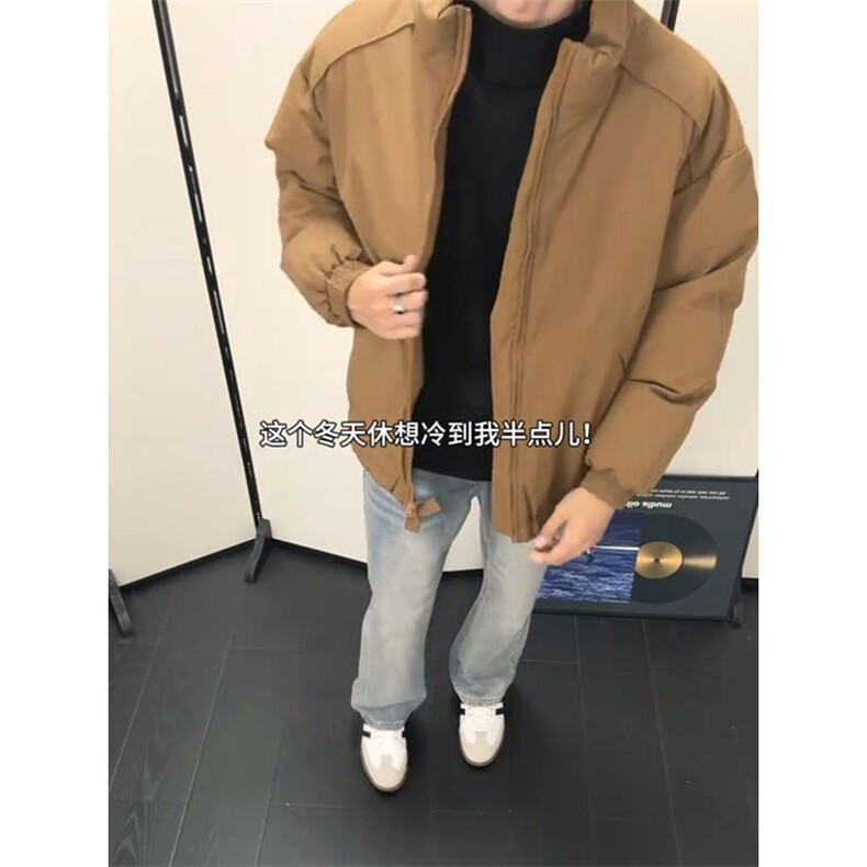 现货冬季美式休闲加厚雪山外套夹克立领纯色三防户外工装棉服,男装夹克,电商A486
