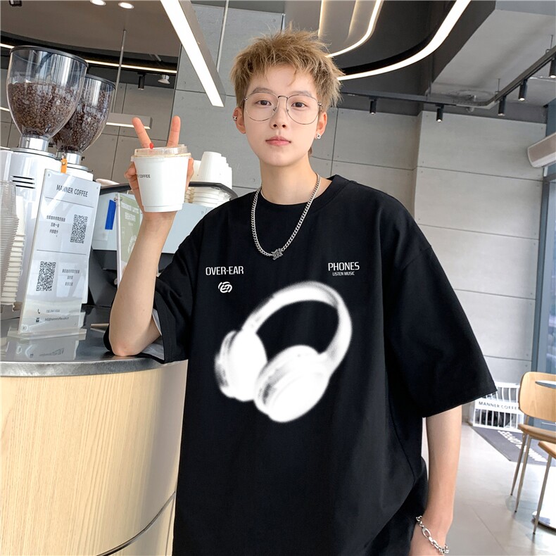 EQ428创意印花夏季短袖T恤男宽松潮流港风半袖情侣装P25,男装T恤,电商C306-1