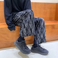 黑色扎染阔腿裤子男女宽松直筒夏薄款垂感休闲拖地裤9分裤-XK331，男装休闲裤，星座601-2