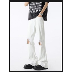 破洞牛仔裤男女韩版潮流高街帅气修身2025夏季ins长裤RK2798-P51，男装牛仔裤，星座412-3