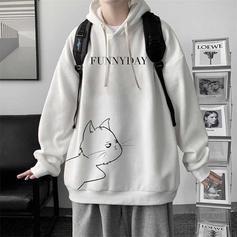WY2149-P35加绒款-P40纯棉连帽卫衣男大码运动帽衫宽松薄外套男,男装卫衣,电商A040