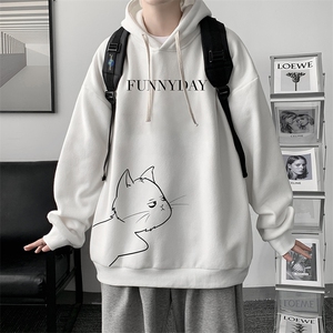 WY2149-P35 加绒款-P40 纯棉连帽卫衣男大码运动帽衫宽松薄外套男图片