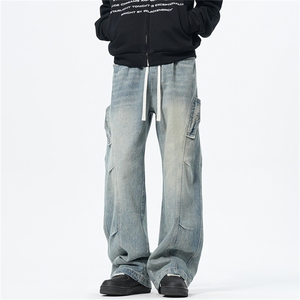主推【S-4XL】现货！牛仔裤男水洗直筒工装裤 A080-8208-P65控88图片