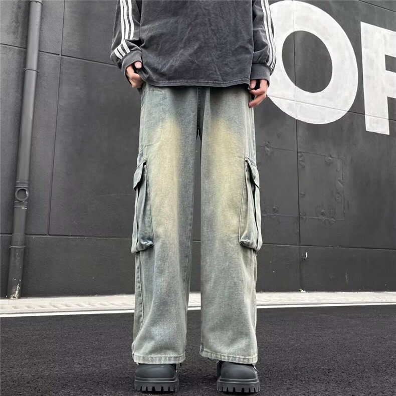 美式高街复古水洗做旧多口袋工装牛仔裤男潮SK225-P55,男装牛仔裤,星座1109-3