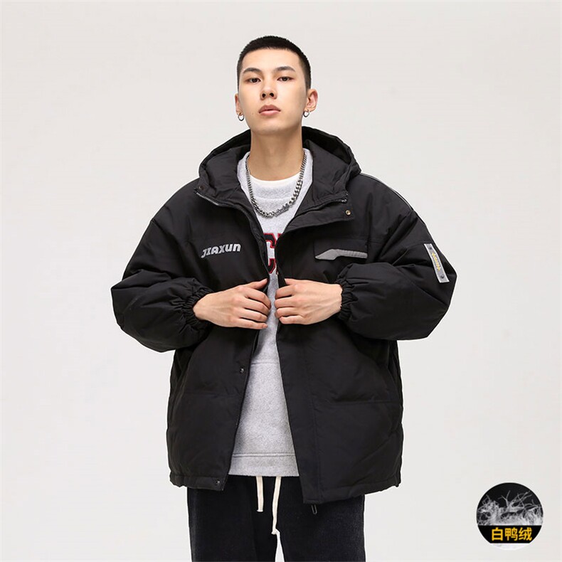 港风ins羽绒服男女同款带帽字母印花白鸭绒Y5813-P190【特价】,男装羽绒服,电商A007
