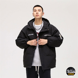 港风ins羽绒服男女同款带帽字母印花白鸭绒Y5813-P190【特价】