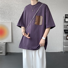 8XL-M高品质纯棉美式复古宽松简约百搭学院风短袖T恤上衣男DX343，男装T恤，电商D206-1