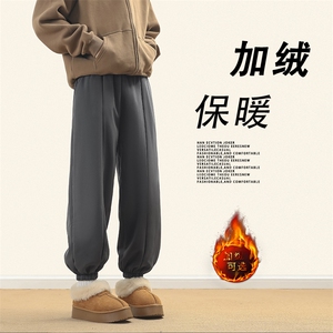 秋冬羊羔绒男士裤宽松潮流加绒加厚保暖束脚裤K77-1特批-40图片