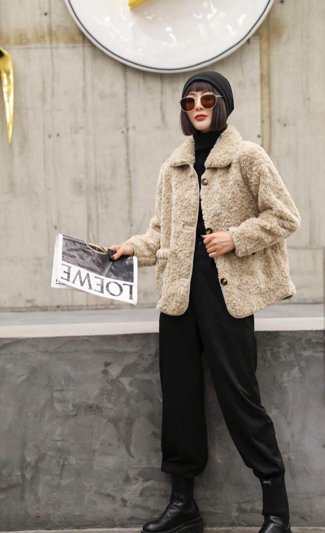 皮毛一体冬季新款羊羔毛外套，其它，茗格拉