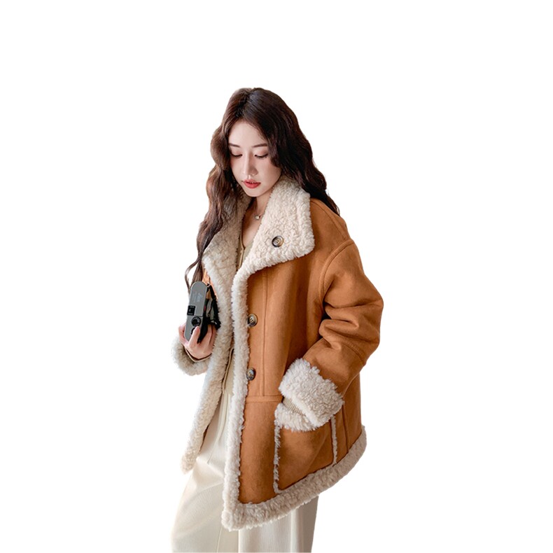 现货主推两面穿2025冬季新款皮毛一体外套加厚保暖1508-P210K298,女装棉衣/棉服,欣美人