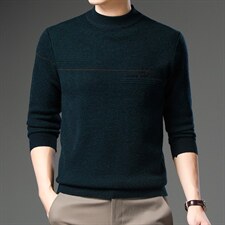 春秋季中年男士圆领长袖加厚休闲套头针织打底衫新款纯色毛衣男装，男装针织衫/毛衣，电商B212（原钱塘6029）