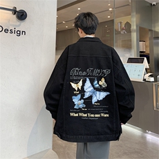 大货秋季蝴蝶印花复古高街牛仔夹克男潮流痞帅潮牌外套JK913-P88，男装夹克，星座1103-3