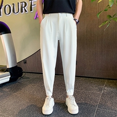 夏季休闲长裤宽松垂感潮流冰丝拉链束脚裤K282A-p58控78，男装休闲裤，电商D303