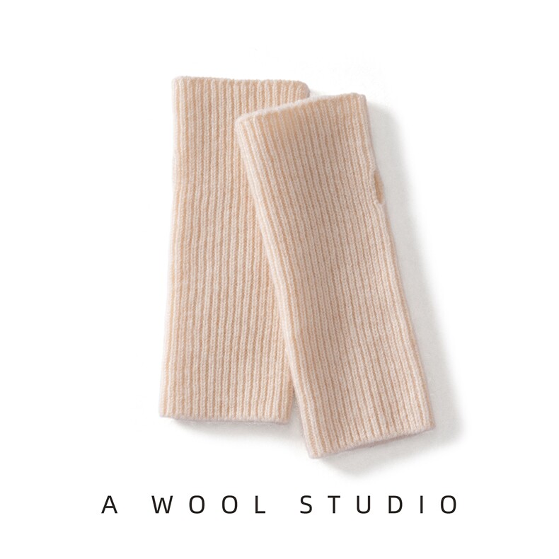 秋冬新款纯色针织无指手套时尚百搭，手套，绒朵羊绒