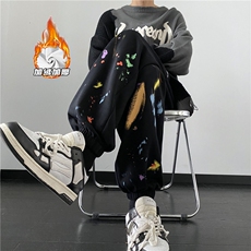 港风冬季加绒彩色泼墨华棉宽松束脚休闲裤B315-K23431JR-P65控88，男装卫衣，电商B315