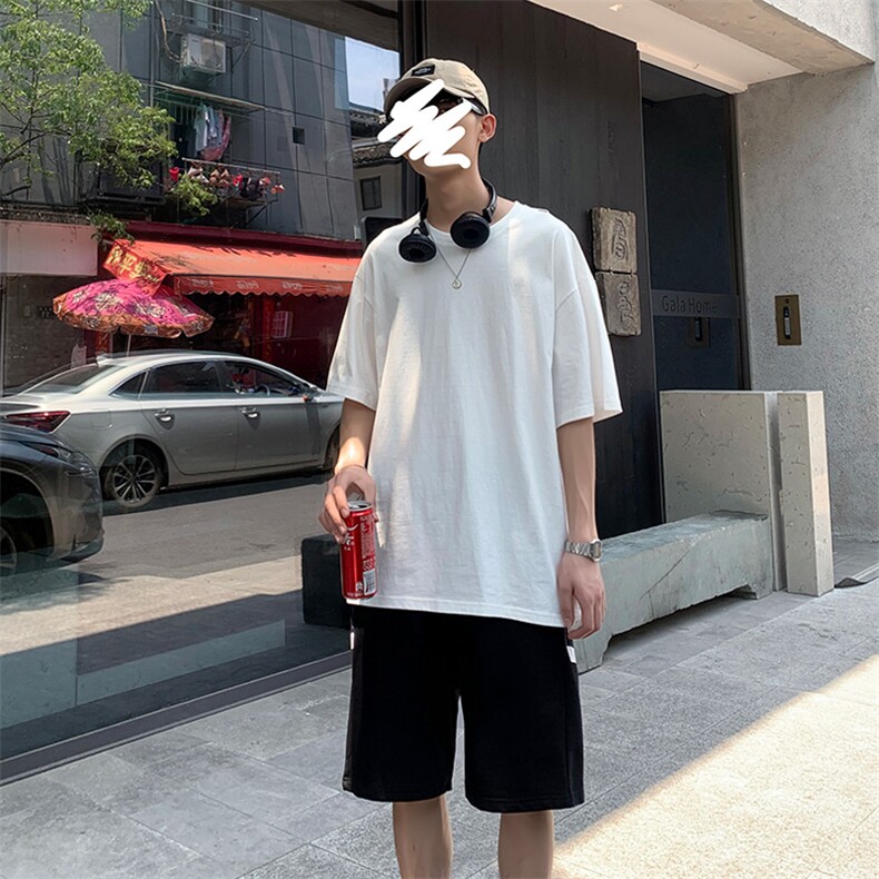 ins大码港风潮流百搭套装短裤短袖T001-K43-P45,男装休闲套装,电商A456（原C415）