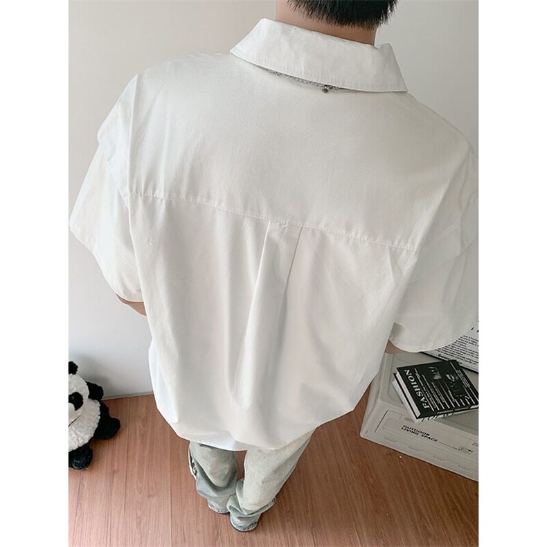 新款衬衫日系少年感纯色百搭工装潮牌宽松休闲显瘦衬衫YBN04P45,男装衬衫,星座1013-1