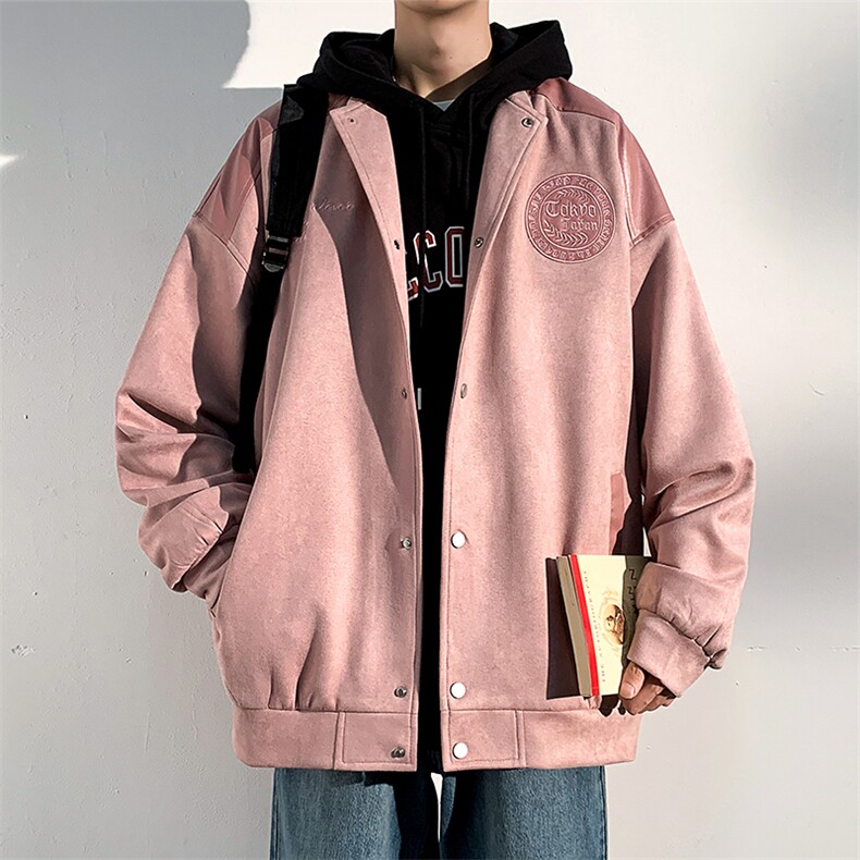 港风新款宽松麂皮绒拼接PU皮棒球服夹克外套男JK7709P75,男装夹克,星座1204-3
