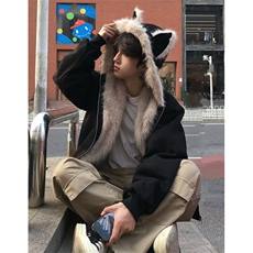 复古短款毛领座山雕外套男款冬季解构连帽厚夹克棉服MS411，男装夹克，星座1116A（原606A-3）
