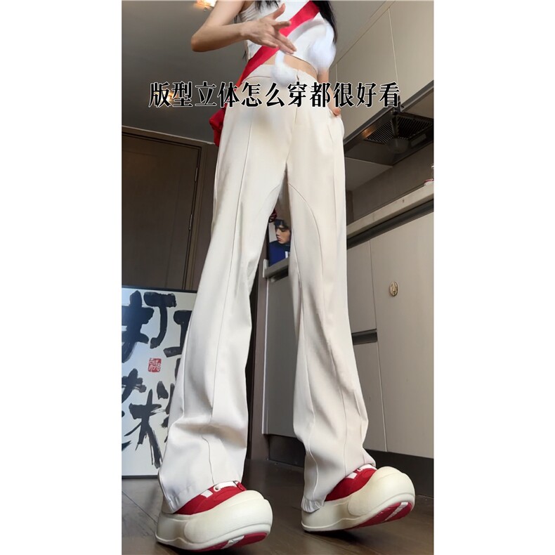 抖音品质美式高级休闲垂坠感微喇西裤B315-K24248-特p40控78图片
