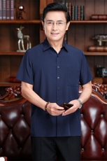 新款男士休闲中老年花纹夏季宽松大码衬衫上衣男装，男装衬衫，钱塘6003B
